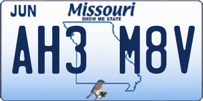 MO license plate AH3M8V