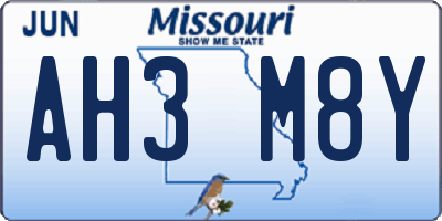 MO license plate AH3M8Y