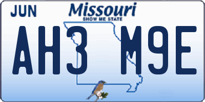 MO license plate AH3M9E