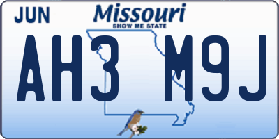 MO license plate AH3M9J