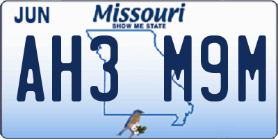 MO license plate AH3M9M