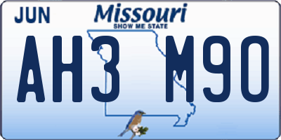 MO license plate AH3M9O