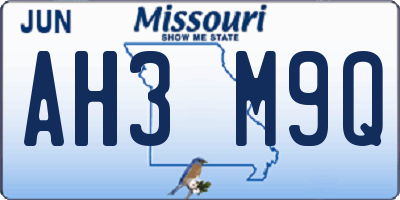 MO license plate AH3M9Q
