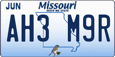 MO license plate AH3M9R