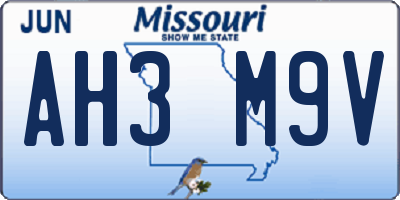 MO license plate AH3M9V