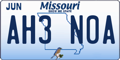 MO license plate AH3N0A