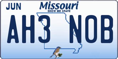 MO license plate AH3N0B