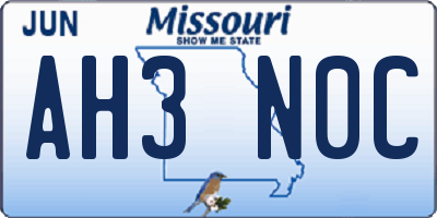 MO license plate AH3N0C