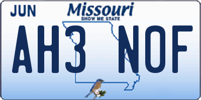MO license plate AH3N0F