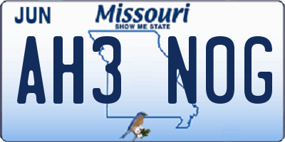 MO license plate AH3N0G