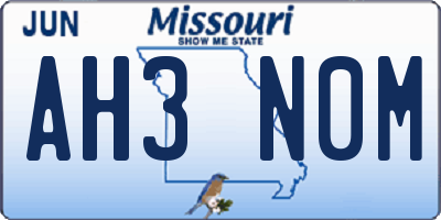 MO license plate AH3N0M