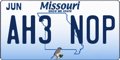 MO license plate AH3N0P