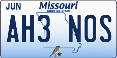 MO license plate AH3N0S