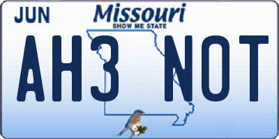 MO license plate AH3N0T