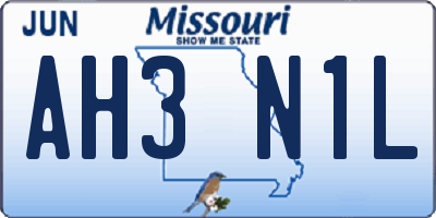 MO license plate AH3N1L