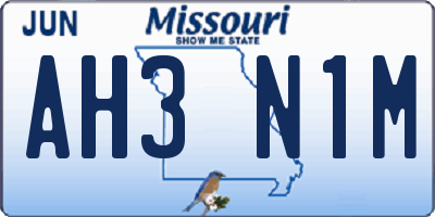 MO license plate AH3N1M