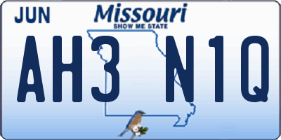 MO license plate AH3N1Q