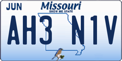 MO license plate AH3N1V