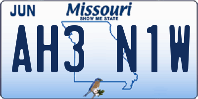 MO license plate AH3N1W