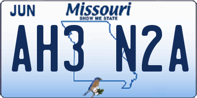 MO license plate AH3N2A