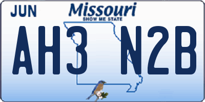 MO license plate AH3N2B