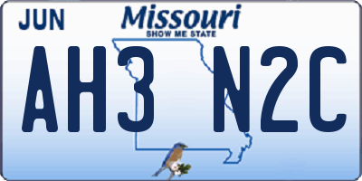 MO license plate AH3N2C