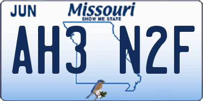 MO license plate AH3N2F