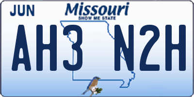 MO license plate AH3N2H