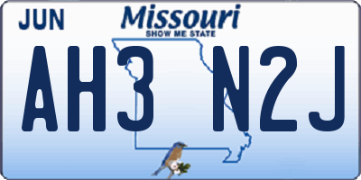 MO license plate AH3N2J