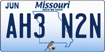 MO license plate AH3N2N