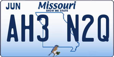 MO license plate AH3N2Q