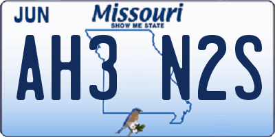 MO license plate AH3N2S