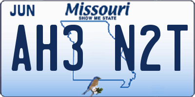 MO license plate AH3N2T