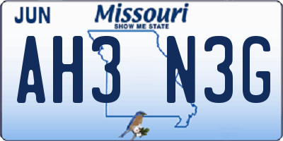 MO license plate AH3N3G
