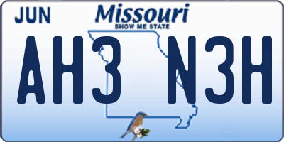 MO license plate AH3N3H