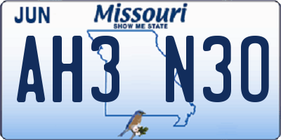 MO license plate AH3N3O