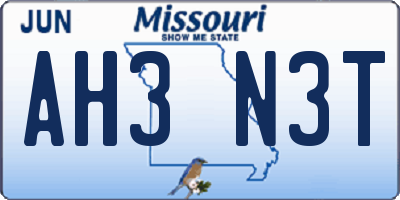 MO license plate AH3N3T