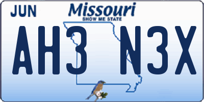 MO license plate AH3N3X