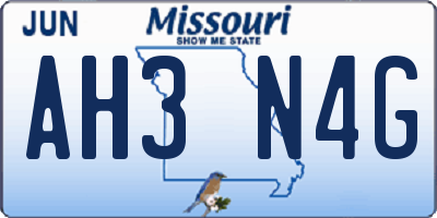 MO license plate AH3N4G