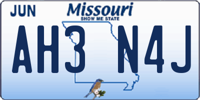 MO license plate AH3N4J