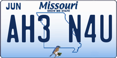 MO license plate AH3N4U