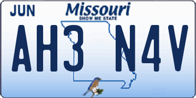 MO license plate AH3N4V