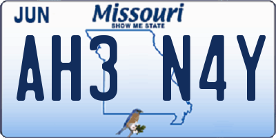 MO license plate AH3N4Y