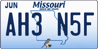 MO license plate AH3N5F