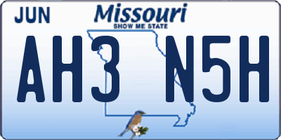 MO license plate AH3N5H