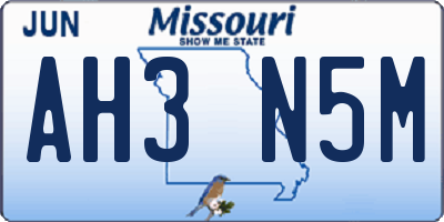 MO license plate AH3N5M