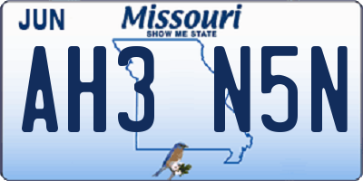 MO license plate AH3N5N