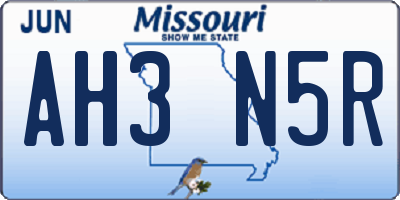 MO license plate AH3N5R
