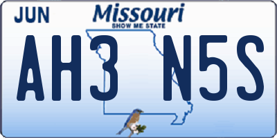 MO license plate AH3N5S