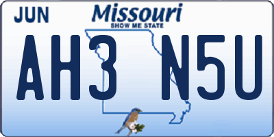 MO license plate AH3N5U